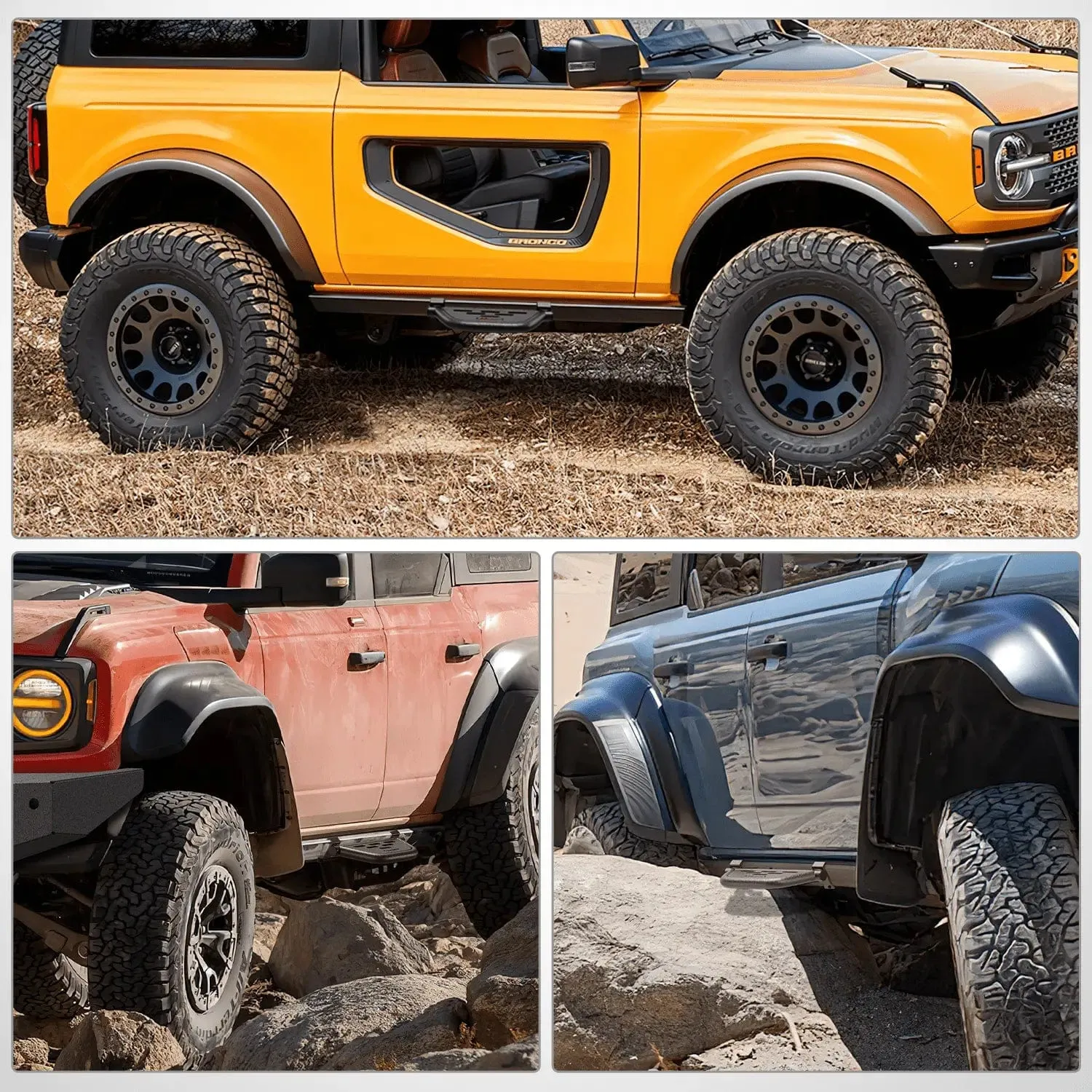 2021-2024 Ford Bronco 2/4 Doors with The Rock Rails 2Pcs Heavy-Duty Running Boards Side Steps