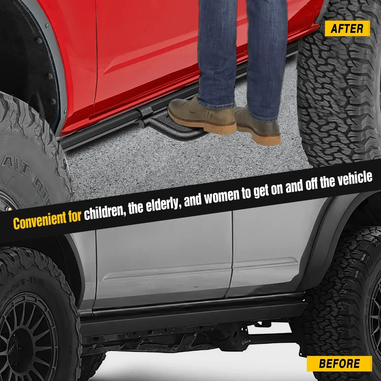 2021-2024 Ford Bronco 2/4 Doors with The Rock Rails 2Pcs Heavy-Duty Running Boards Side Steps