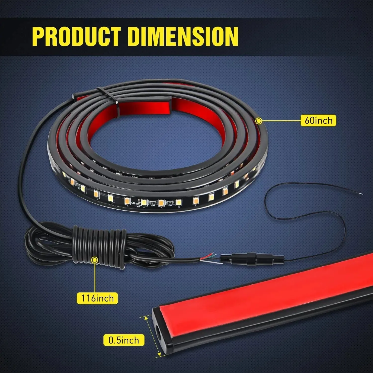 60 Inch 144 Leds Running Board Amber White Light Strip (Pair)