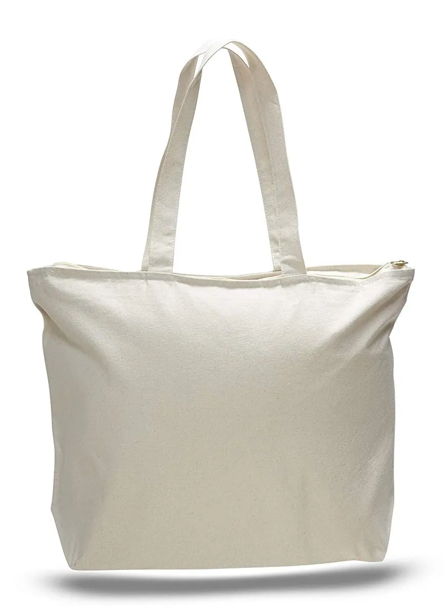 Large Size Heavy Duty Canvas Tote Bags with Zipper