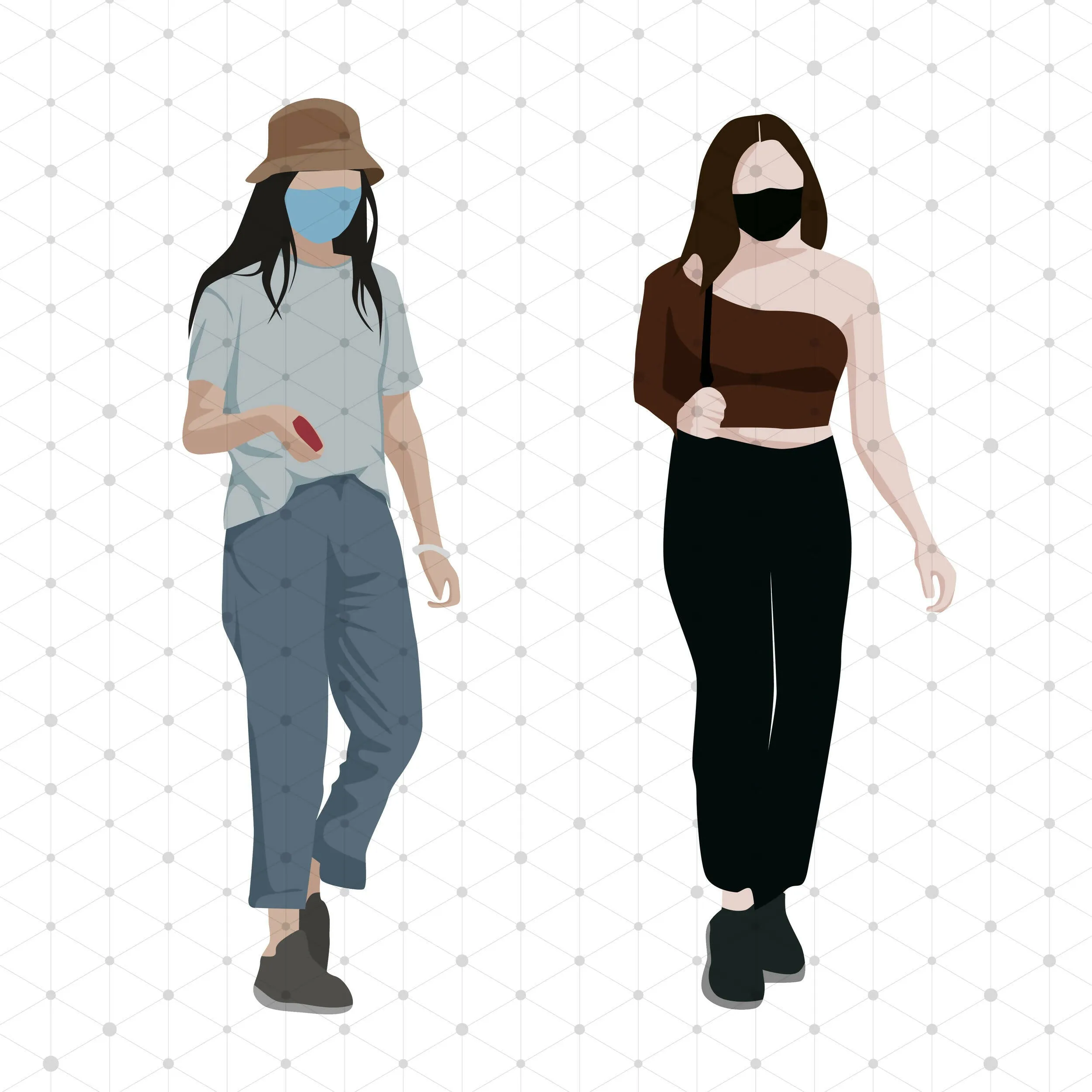 Masked Urban People Cutout Pack