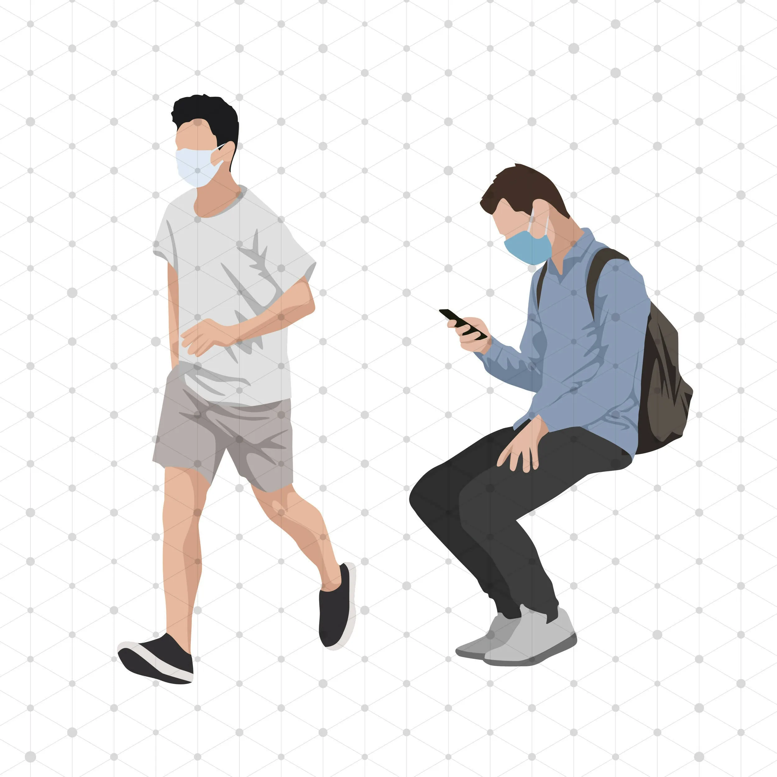 Masked Urban People Cutout Pack