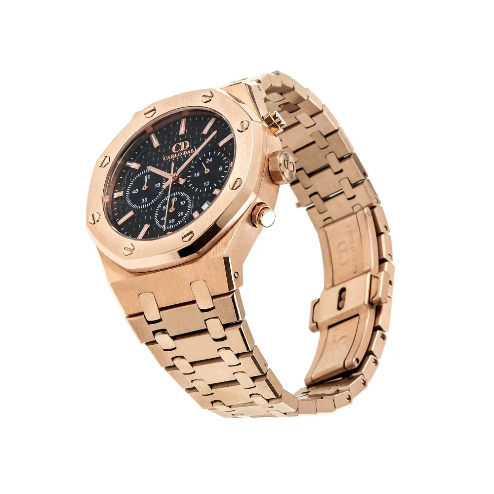Royal Chronograph Rose Gold, black watch