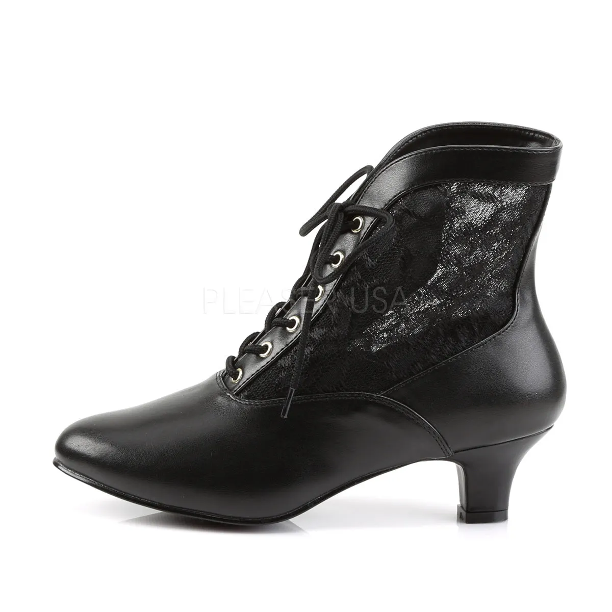 Victorian Lace Ankle Bootie with 2-inch Heel 4-colors DAME-05