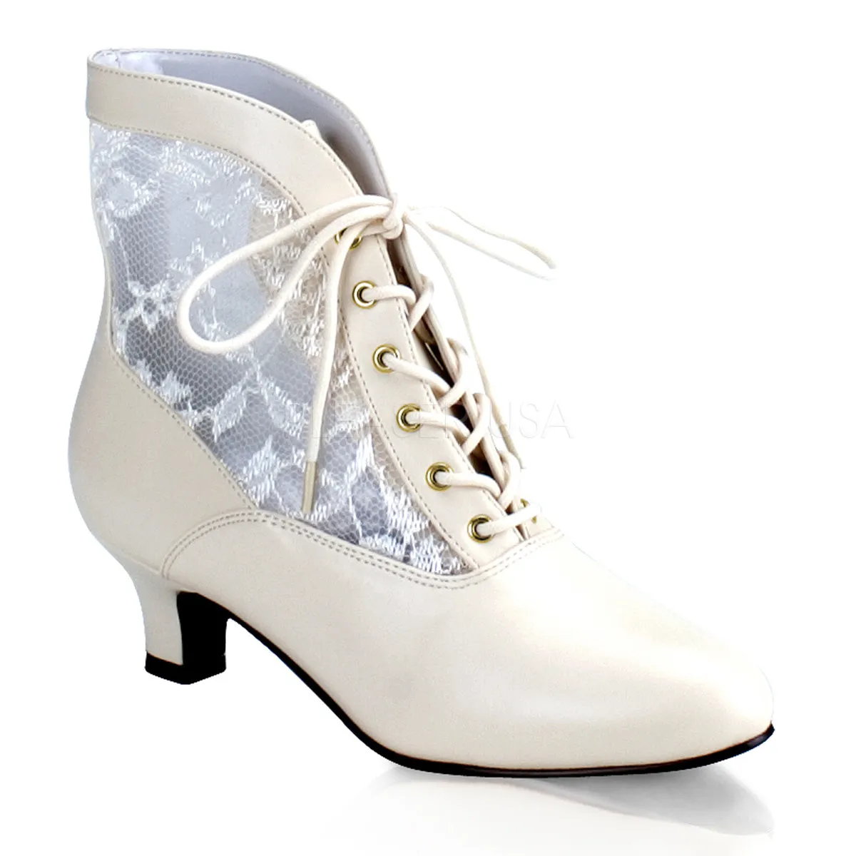 Victorian Lace Ankle Bootie with 2-inch Heel 4-colors DAME-05