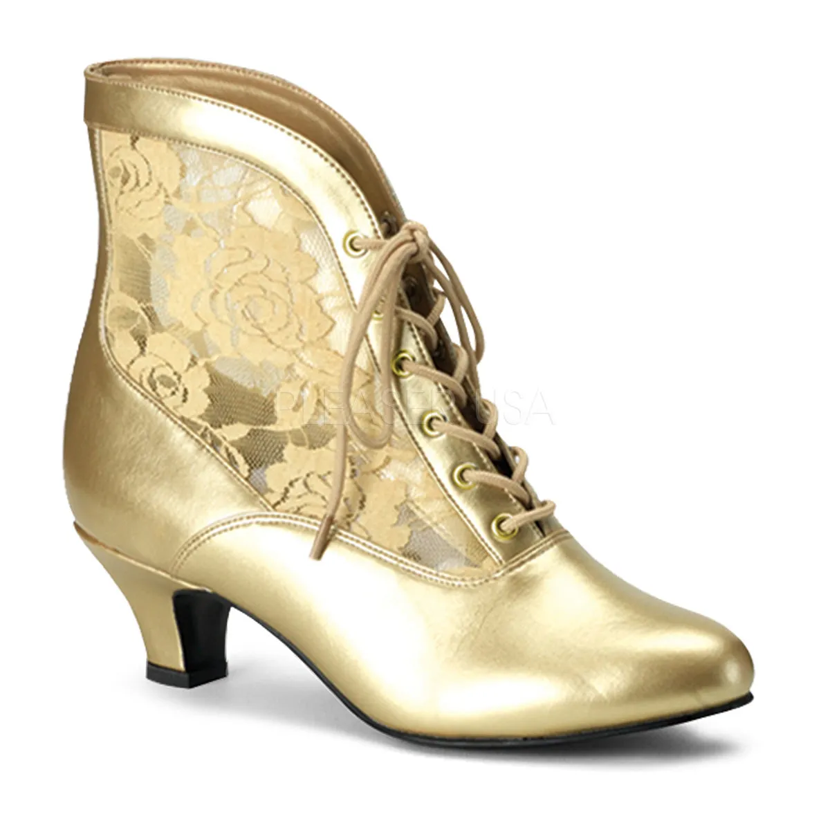 Victorian Lace Ankle Bootie with 2-inch Heel 4-colors DAME-05